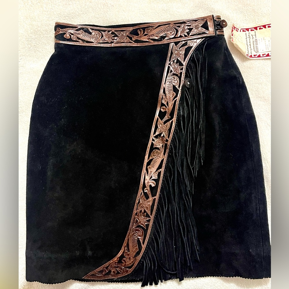 Genuine cow suede skirt- sz small